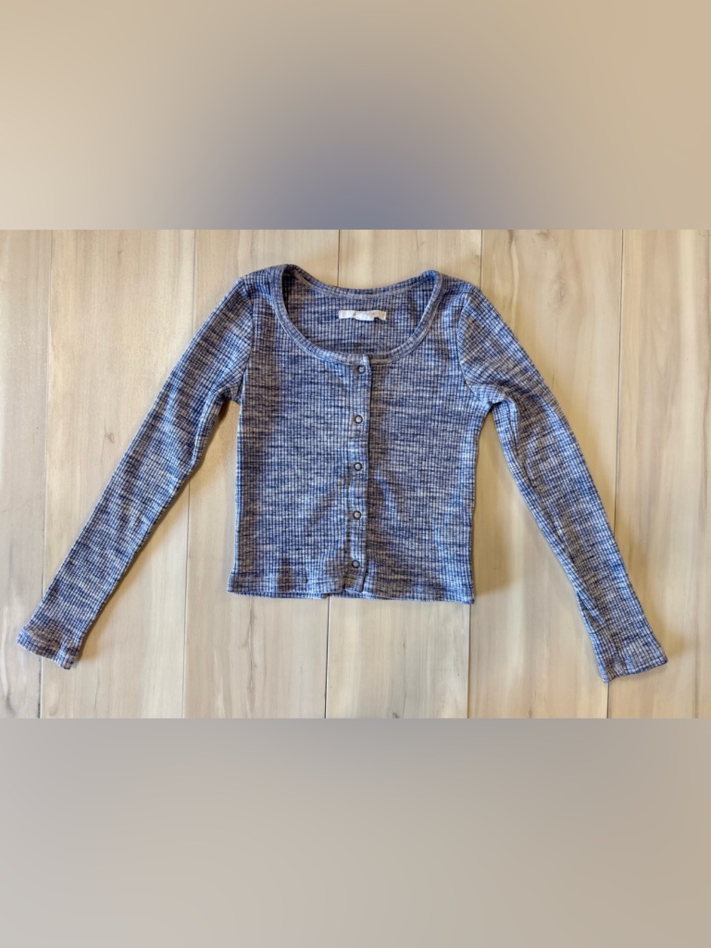 O’Neill Ribbed Button-Front Cropped Cardigan in Heather blue, kids